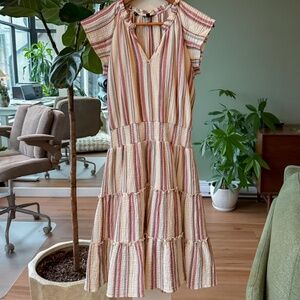 Striped t shirt dress with fitted waist